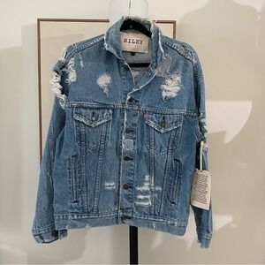 NWT Riley Distressed‎ Denim jacket L